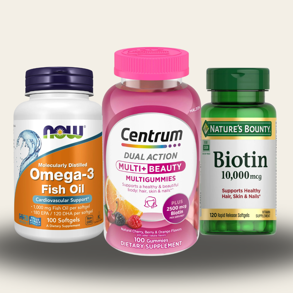 Combo Belleza y Vitalidad Mujer: Centrum, Biotina y Omega 3